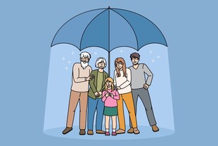 幸福家庭与宠物温馨时刻
