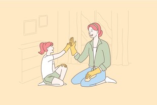 母女共做清洁温馨瞬间