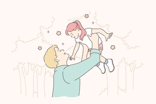 父亲高高举起可爱的孩子
