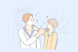 医生为患者检查口腔