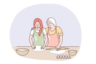 母女温馨共做烘焙