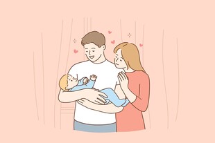 温馨一家三口幸福时刻