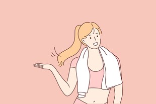 运动后休憩的活力女孩
