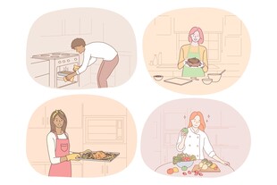 多样女性烹饪瞬间