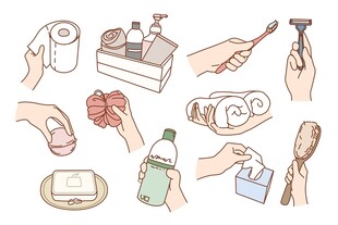 日常清洁护理用品与动作