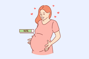 孕妇查看体重秤上的数值