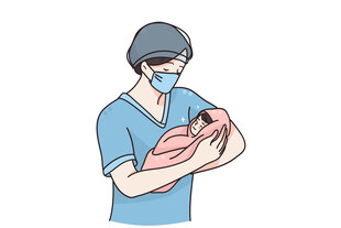 护士温柔抱新生婴儿