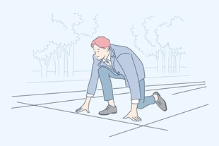 准备起跑的运动员