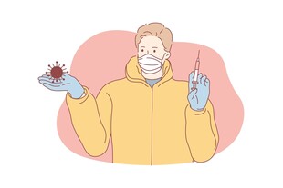 戴口罩检测病毒的医护人员