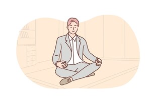 商务人士静坐冥想