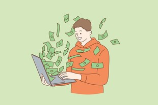 男子用电脑收获大量金钱
