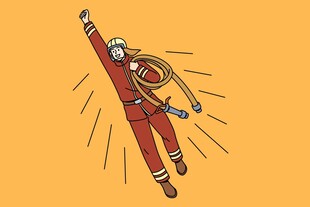 宇航员腾空伸展活力瞬间