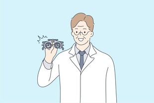 医生手持眼镜检查