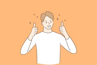 开心男子竖双拇指点赞