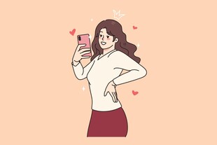 女孩面对不同花的抉择