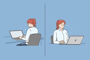 办公中的红发女性