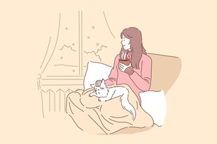 女孩温馨怀抱猫咪场景
