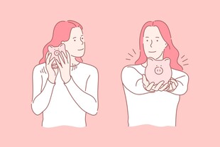 女孩使用手机的不同姿态