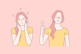 女孩不同手势表情对比