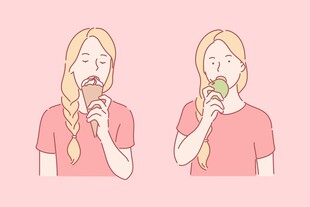 女孩吃苹果的不同姿态