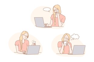 女子使用笔记本电脑的场景