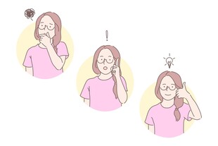 女孩不同的耳部动作示意