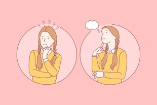 女孩内心纠结的自我对话