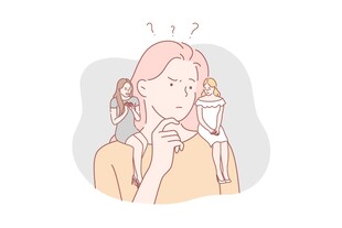 女孩手持电话面露疑惑