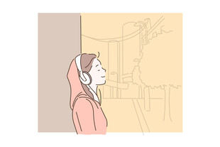 窗边女子侧影