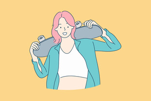 女孩肩扛音响活力满满