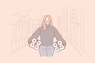 女子双手拎多袋外卖