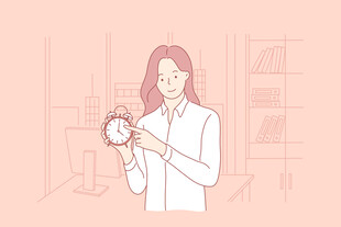 女子手持闹钟时间管理