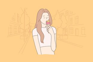 女孩手持草莓甜蜜瞬间