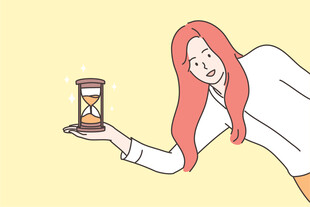 女子手持沙漏时光流转