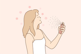 女子手持喷雾优雅喷洒
