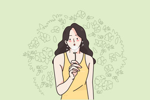 手持话筒的优雅女性