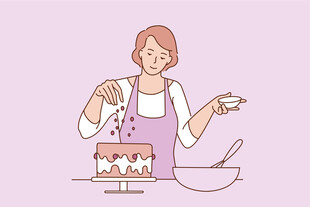 女士专注制作美味蛋糕