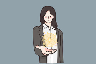 女子手持金块