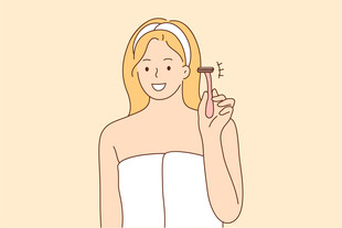 女子手持眉笔专注画眉