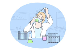 女科学家专注实验场景