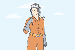 女飞行员形象插画