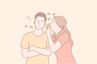 女孩悄悄对男孩耳边低语