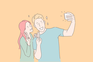 情侣自拍瞬间