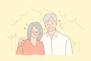 温馨相伴的老年夫妻