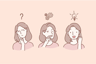 女孩思考的不同状态