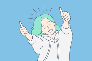 开心女孩竖大拇指