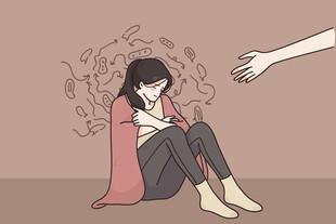 孤独女孩拒绝伸向她的手