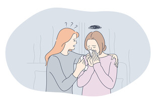 安慰沮丧女性的暖心场景