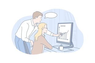 男女共同操作电脑画面