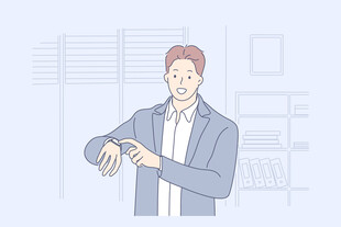 男士抬手查看手腕手表